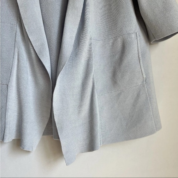 EILEEN FISHER Cardigan Sz M Silk Blue Open Front Shawl Casual Office READ - Picture 4 of 13